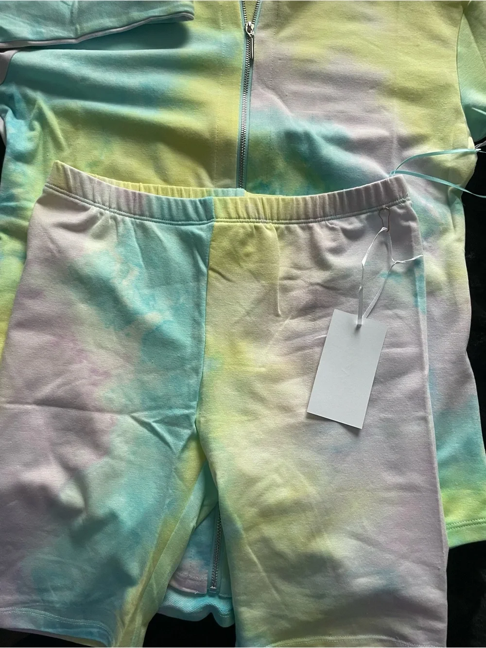 Rose Velvet Tie Dye Hoodie & Shorts Lounge Set NWT S–L